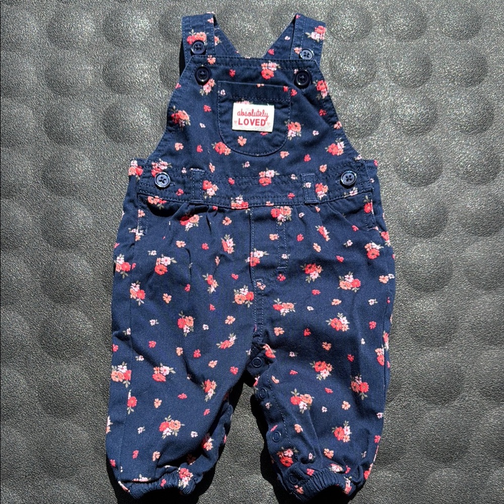 Carter's Blue and Red Overalls with Whimsical Design